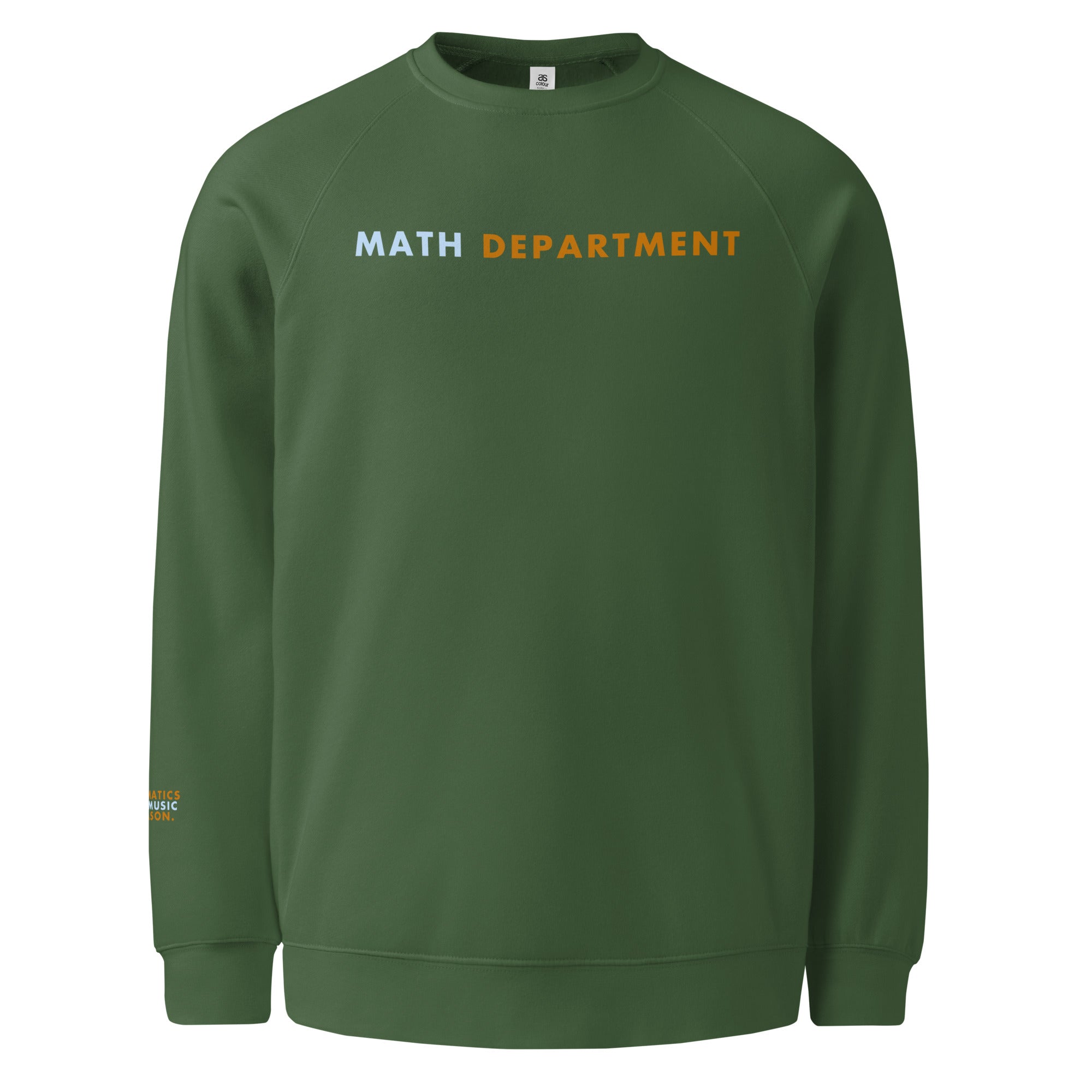 'Math Department' Unisex raglan sweatshirt.