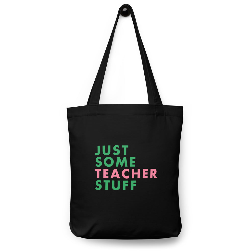 Teacher Stuff Tote Bag (Green/Pink).