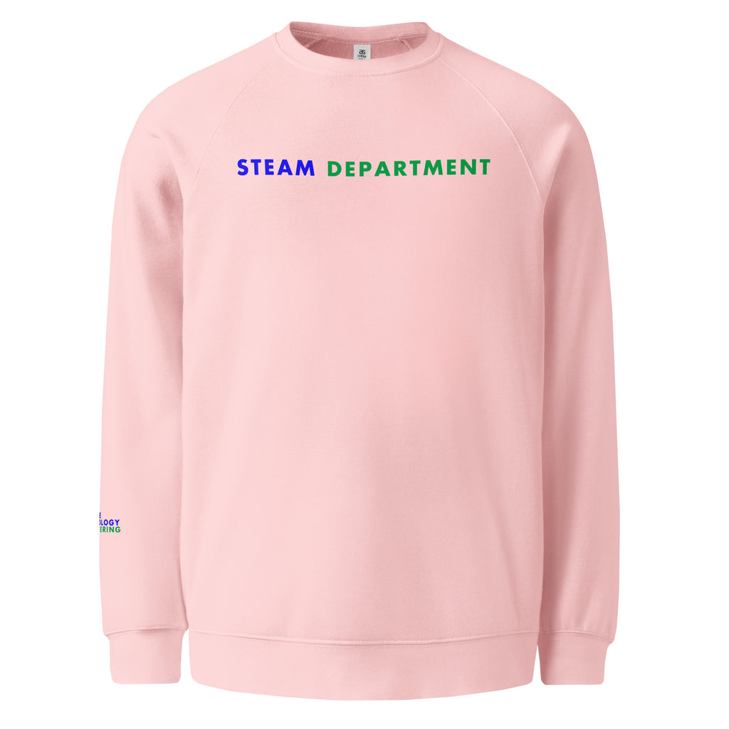 'STEAM Department' Unisex raglan sweatshirt.