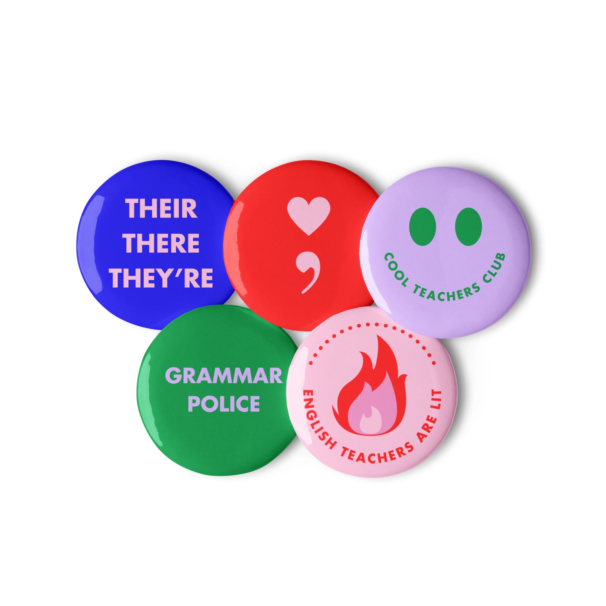 'English Teacher' Set of badges.