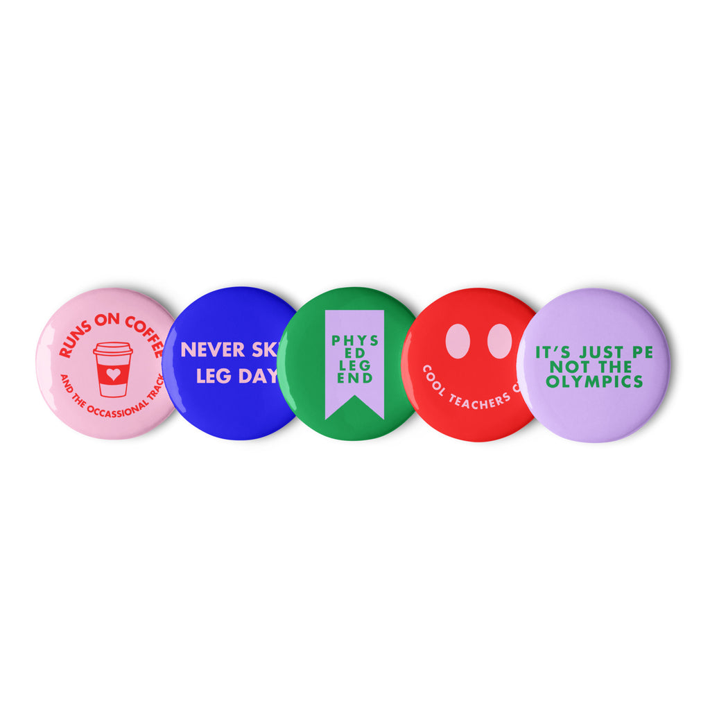 'PE Teacher' Set of badges.