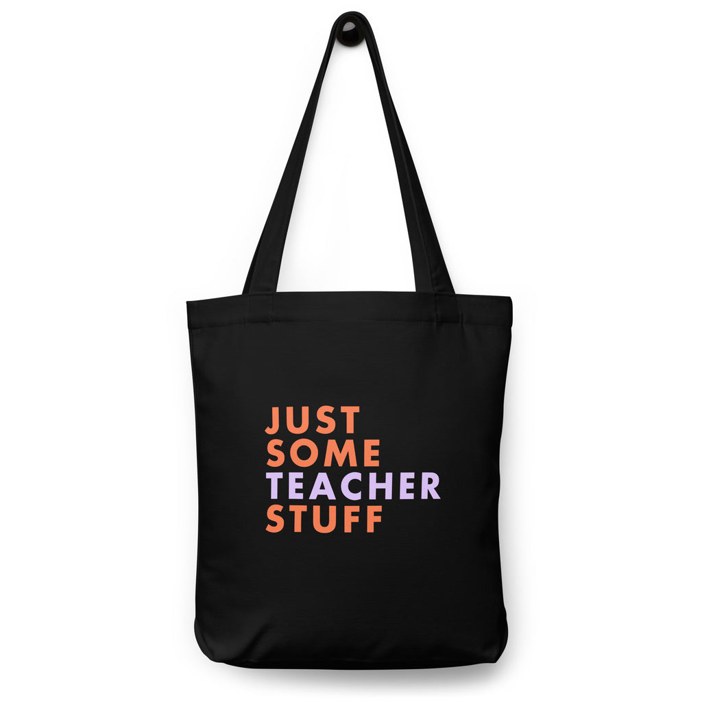 Teacher Stuff tote bag (Lilac/Orange).