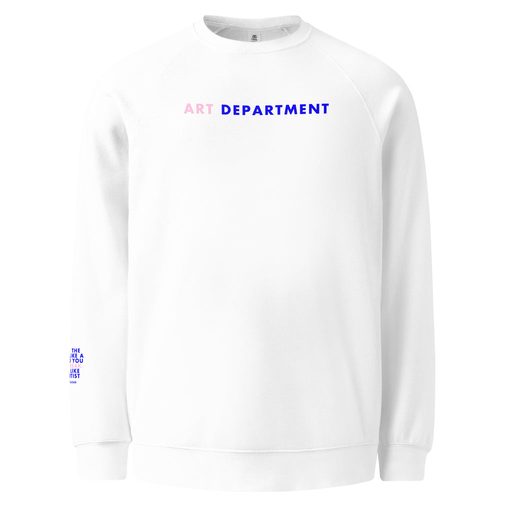 'Art Department' Unisex raglan sweatshirt.