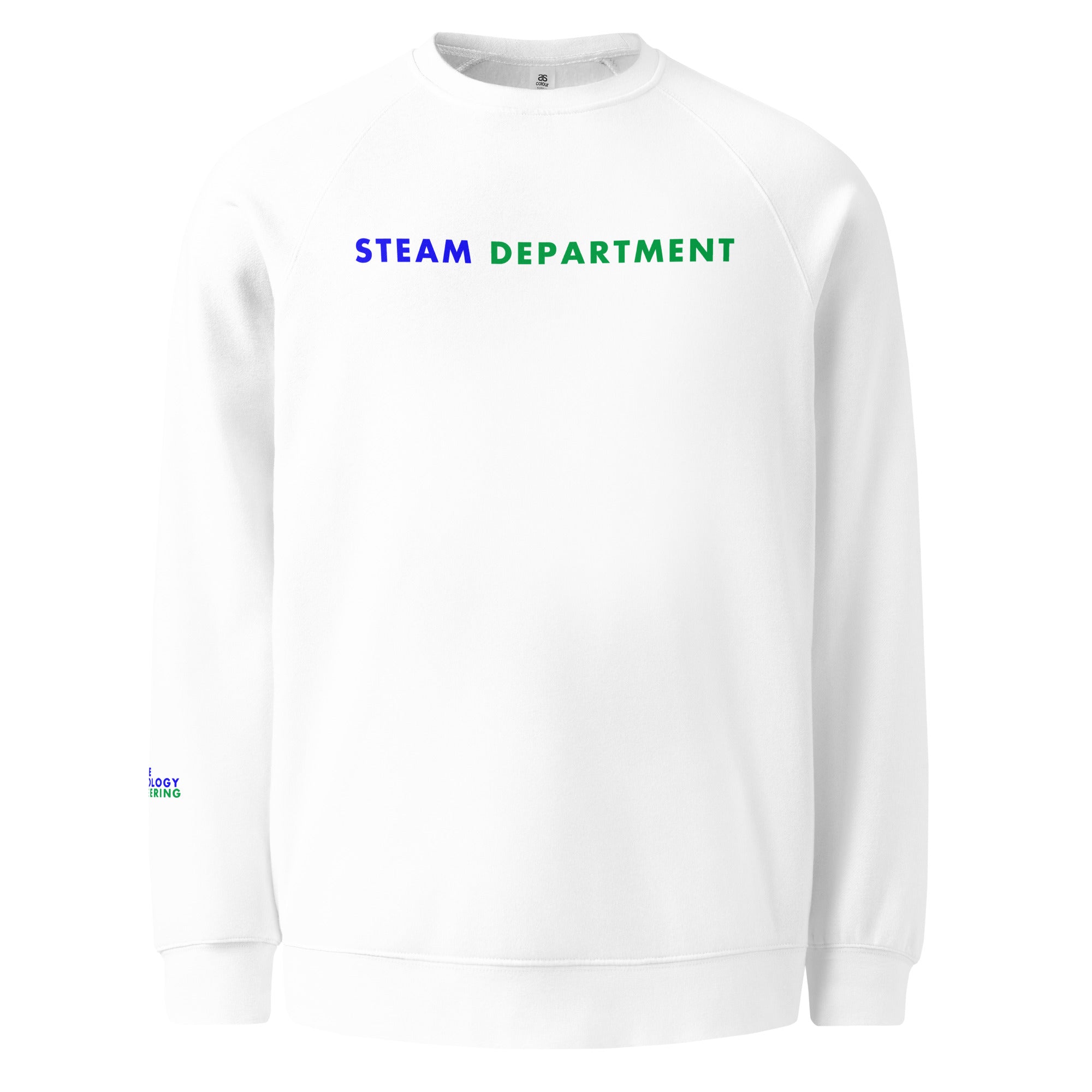 'STEAM Department' Unisex raglan sweatshirt.
